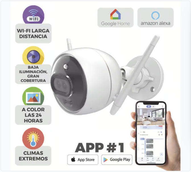 Bala IP 2 Megapíxel / Wi-Fi / Doble Lente / COLORES EN OSCURIDAD / Deteccion de Personas o Vehículos / Cruce de Línea / Intrusión a un área / Audio de dos vías / Luz Estroboscópica / Sirena / MicroSD